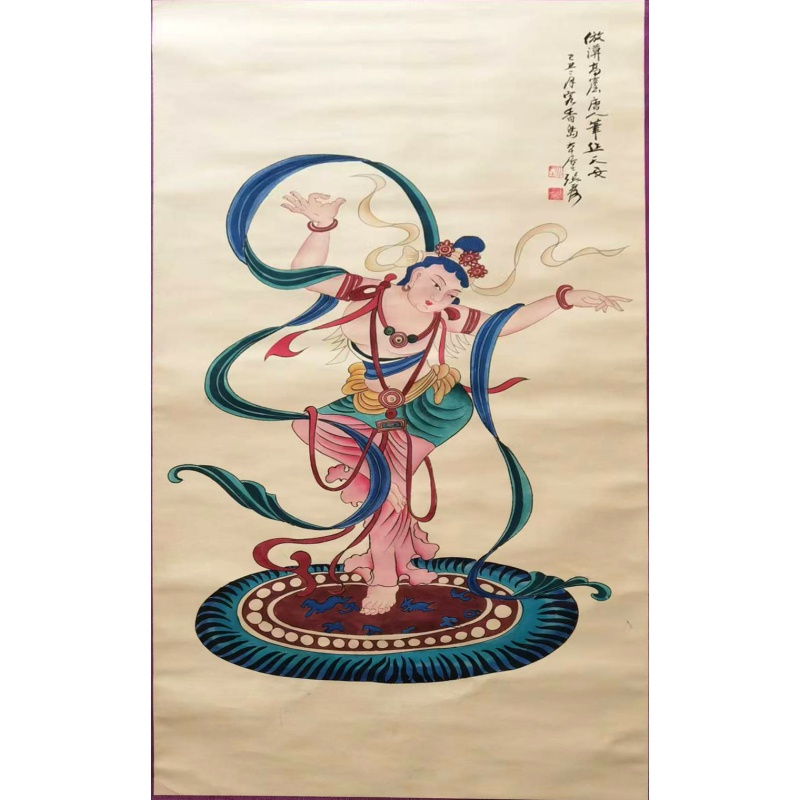 张大千漠高窟天女像 立轴AE2336