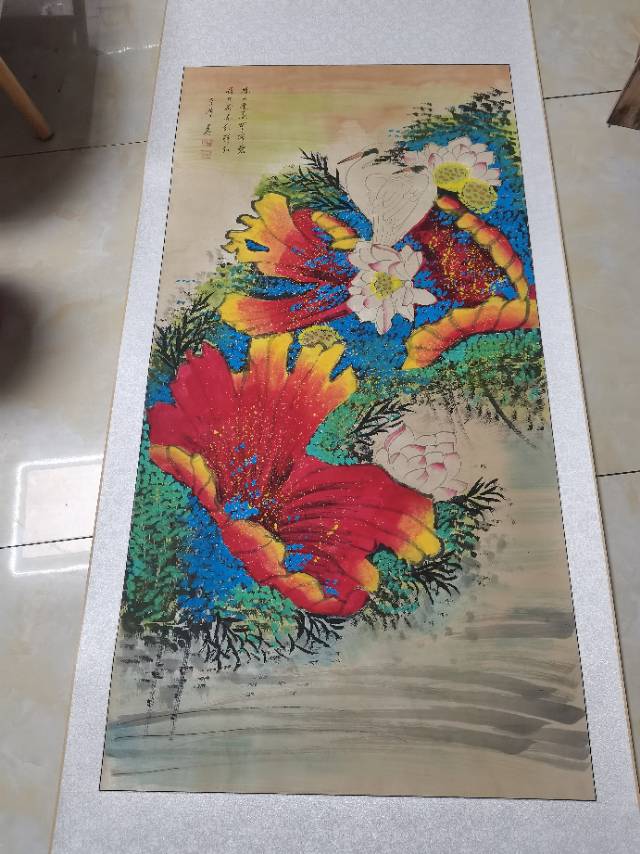 泼彩荷花图