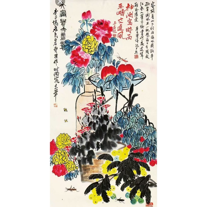 齐白石《大富贵》带沈尹默和于右任的题跋AH0825