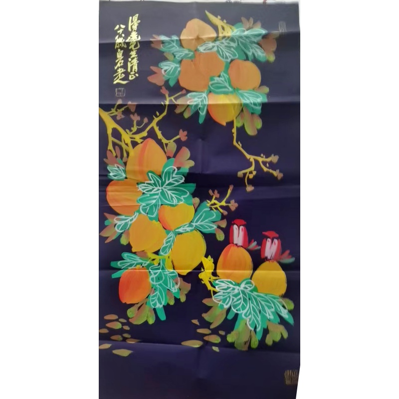 齐白石蓝底金桃AB02159