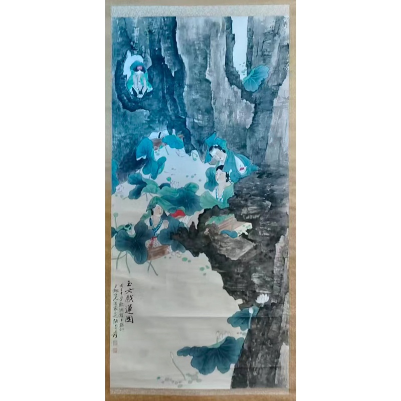 【玉女戏莲图】AB02192