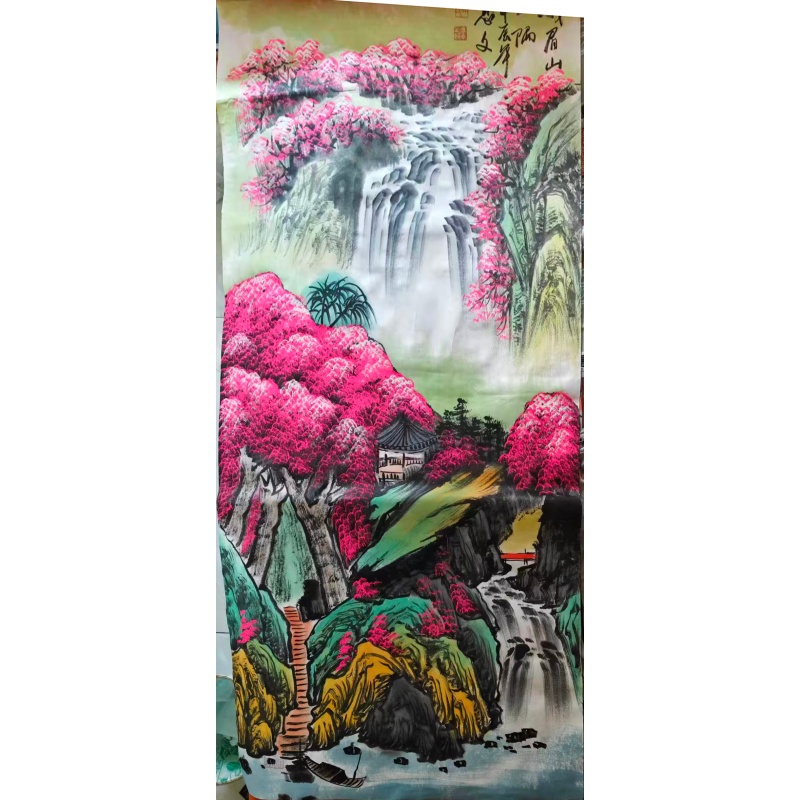 重彩山水立轴国画AE2721
