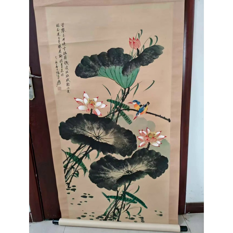 荷塘翠鸟图【张大千AB5914