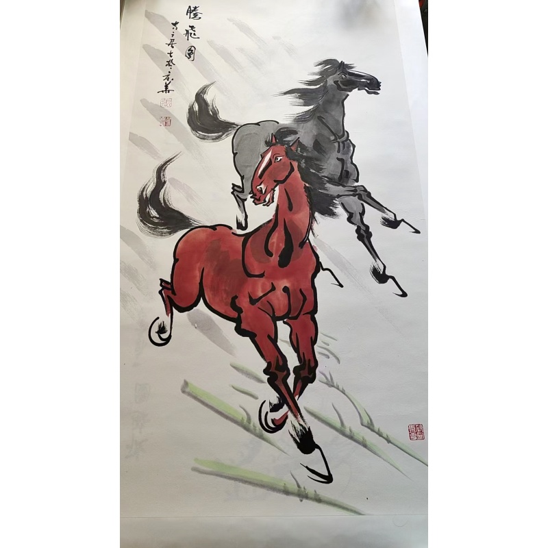 腾飞图双马立轴AB02306