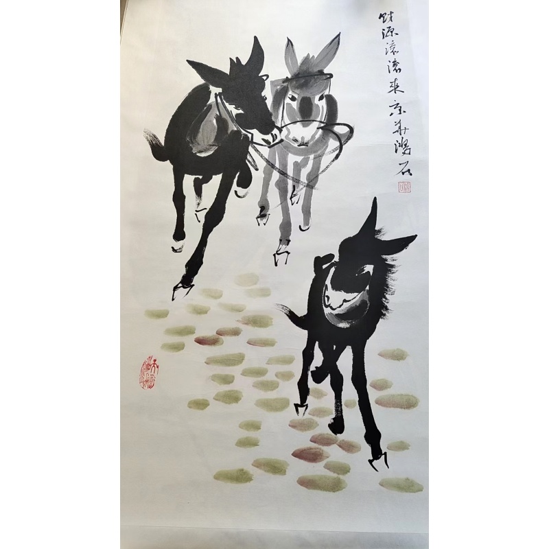 财源滚滚三驴图立轴AB02304