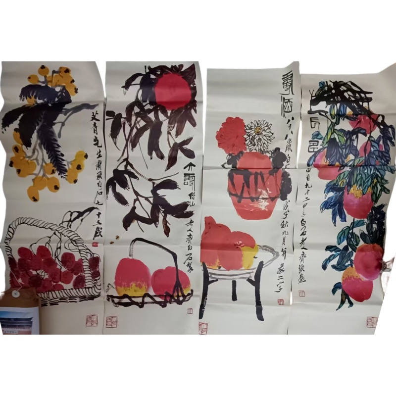齐白石花果 四条屏AE2849