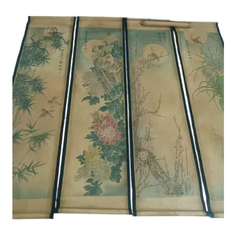 梅兰竹菊花鸟四条屏AB6277