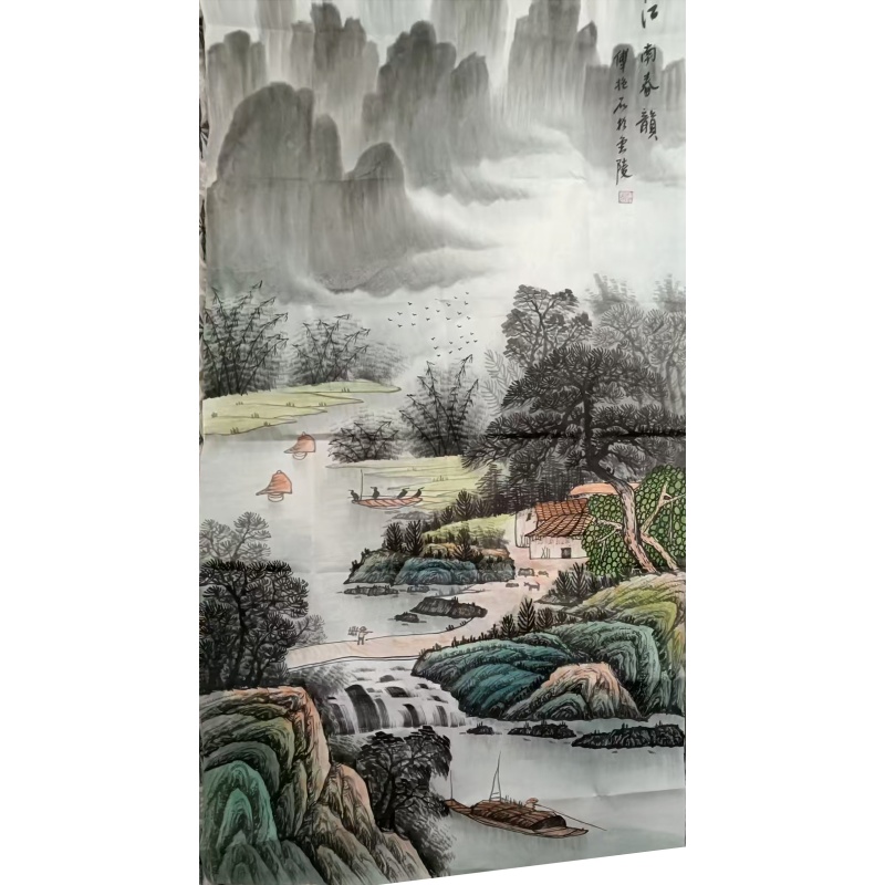 傅抱石 漓江春色山水国画AG2489