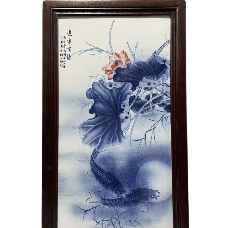 王步青花釉里红瓷板画AK1912