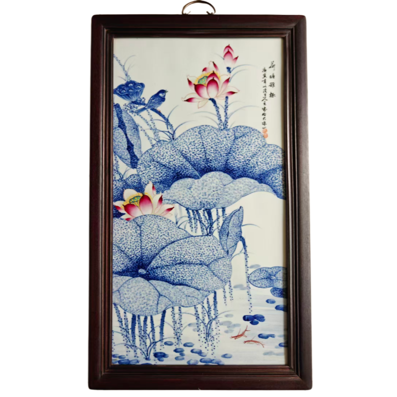 王步荷塘雅趣瓷板画AK1914