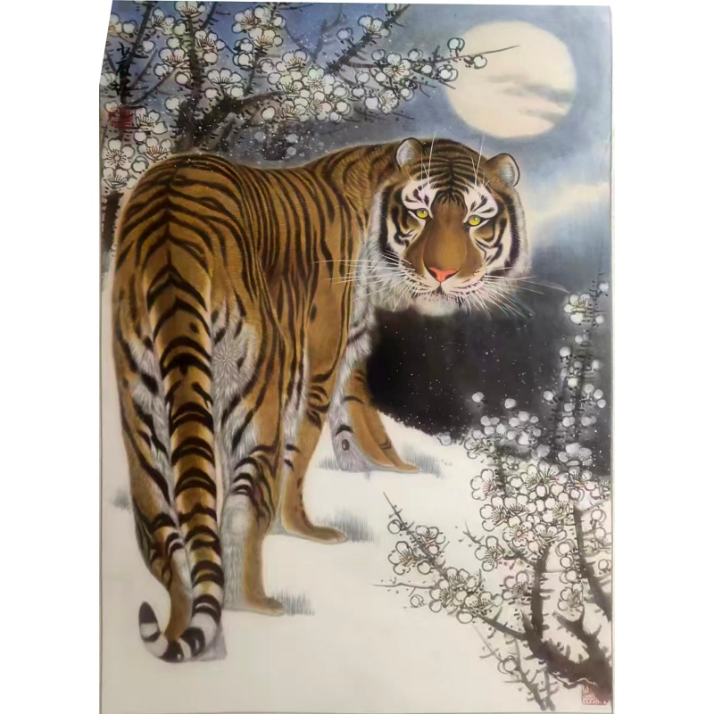 张少石 月夜雪梅猛虎图AG2533