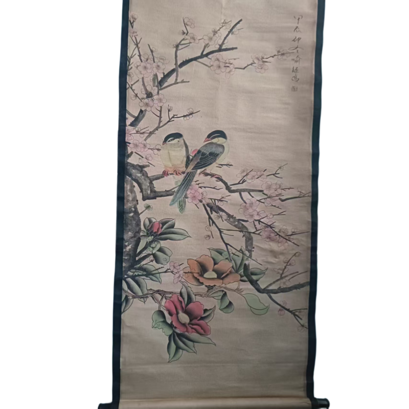 喻继高款梅花双禽图立轴AC6774