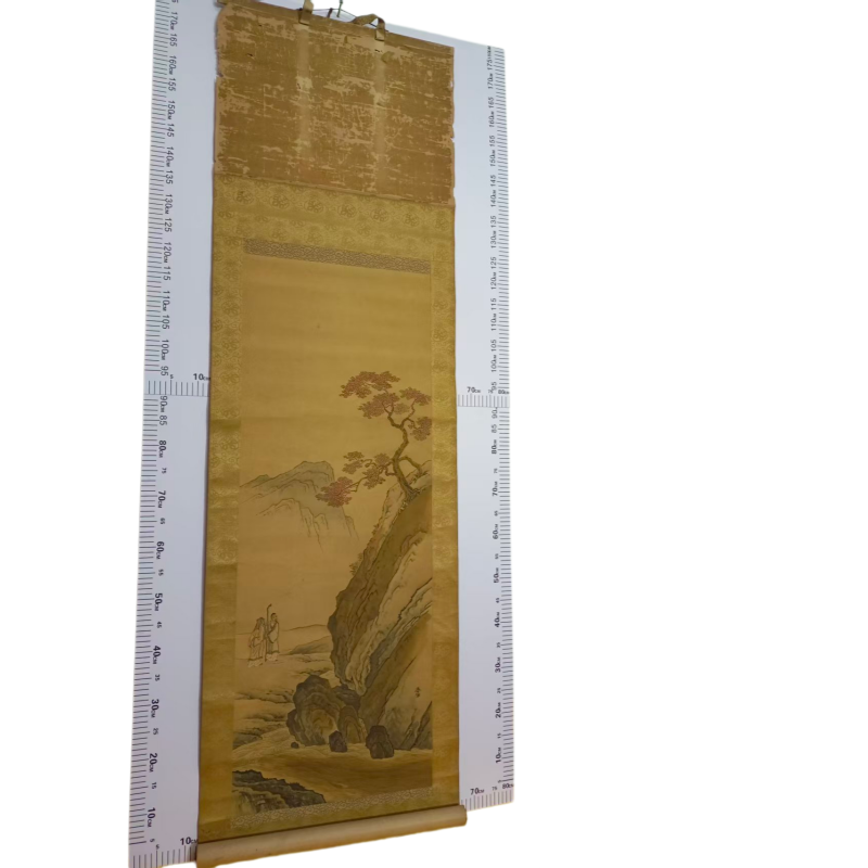 古绢本秋山观瀑人物山水立轴AC1736