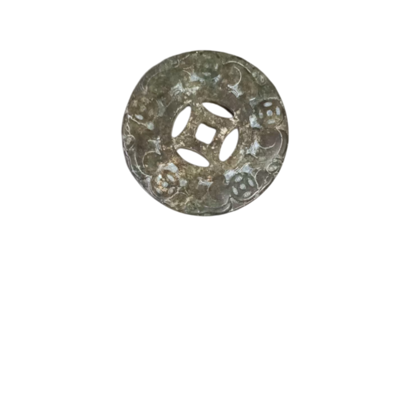 镂空方孔古钱纹玉壁AC1842