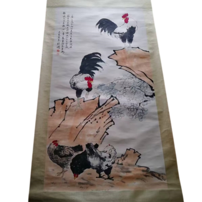 徐悲鸿群鸡图立轴AB6440