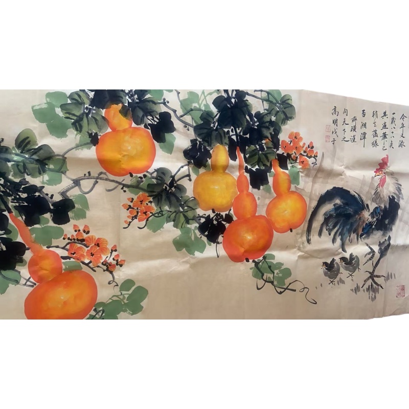 雄鸡花卉图AB6505