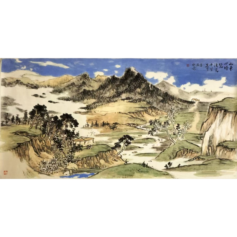 山色四时碧，溪光十里青AG2629