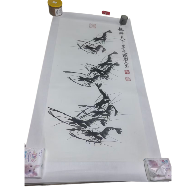 群虾图（龙游天下）齐白石经典水墨虾题材国画AC1073