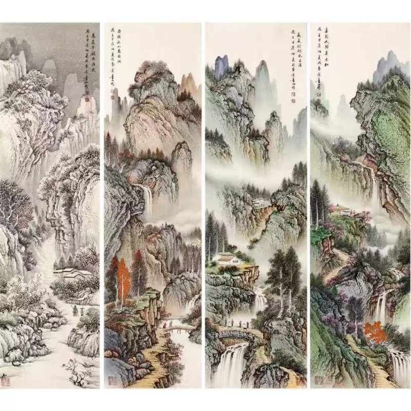 山水四条屏AE3049