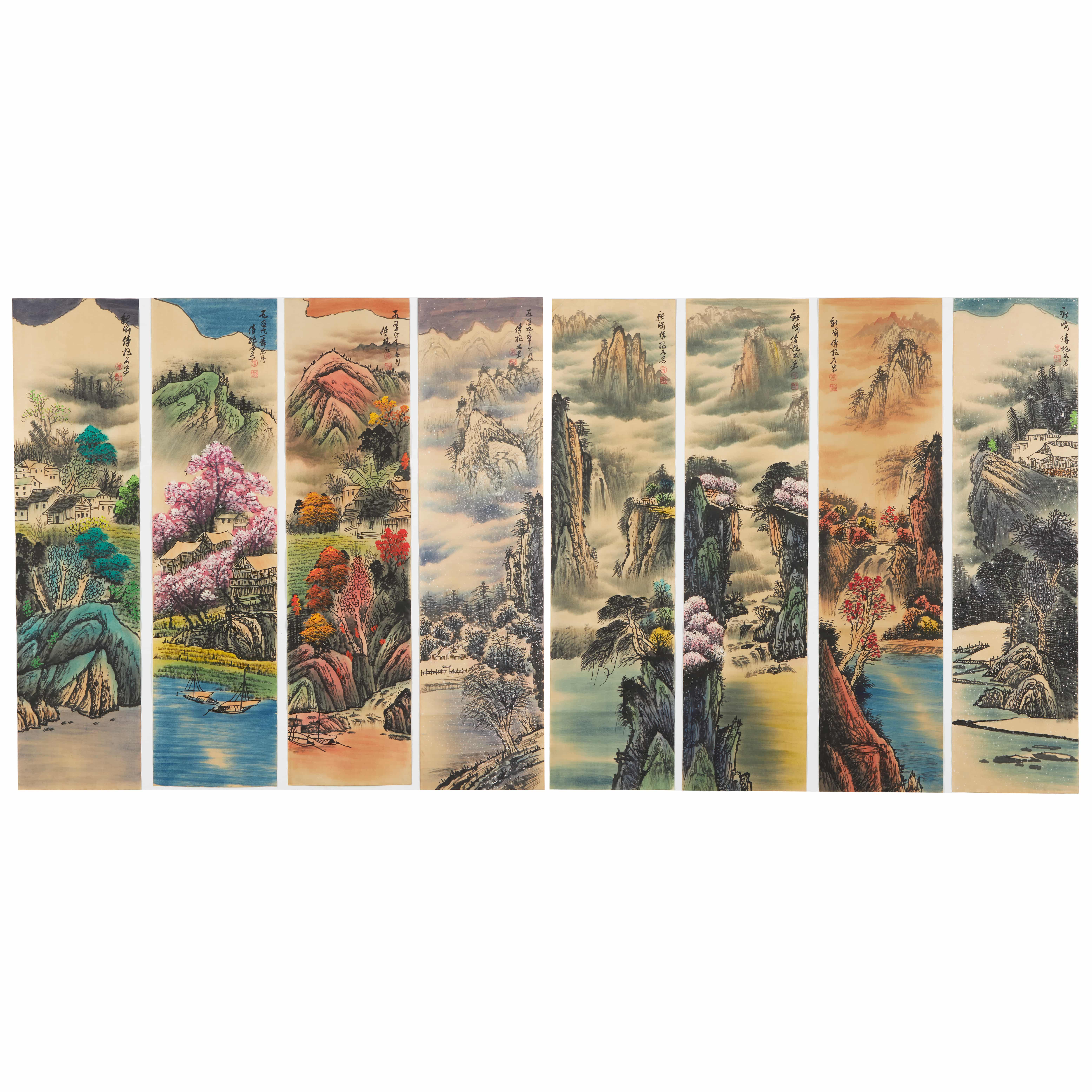 傅抱石《山水八条屏》AD2708