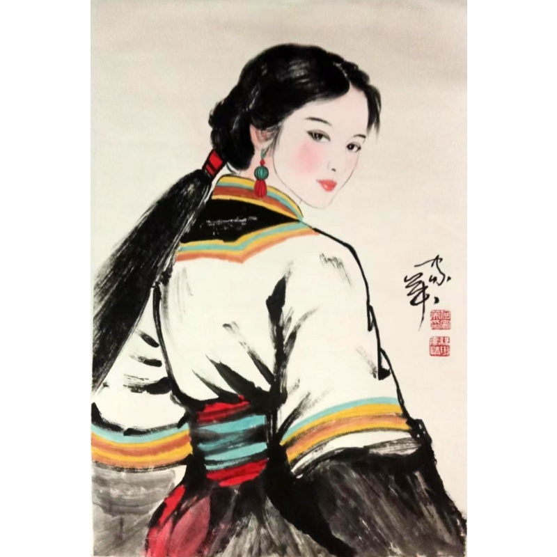 何家英 少数民族少女图AG2723