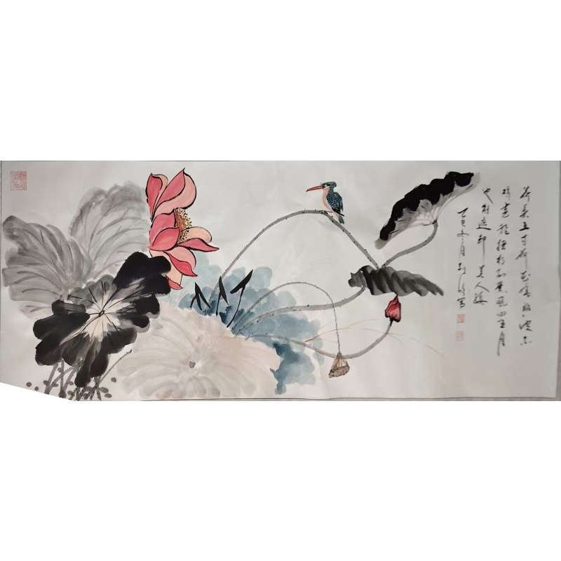 荷花翠鸟图AK2034