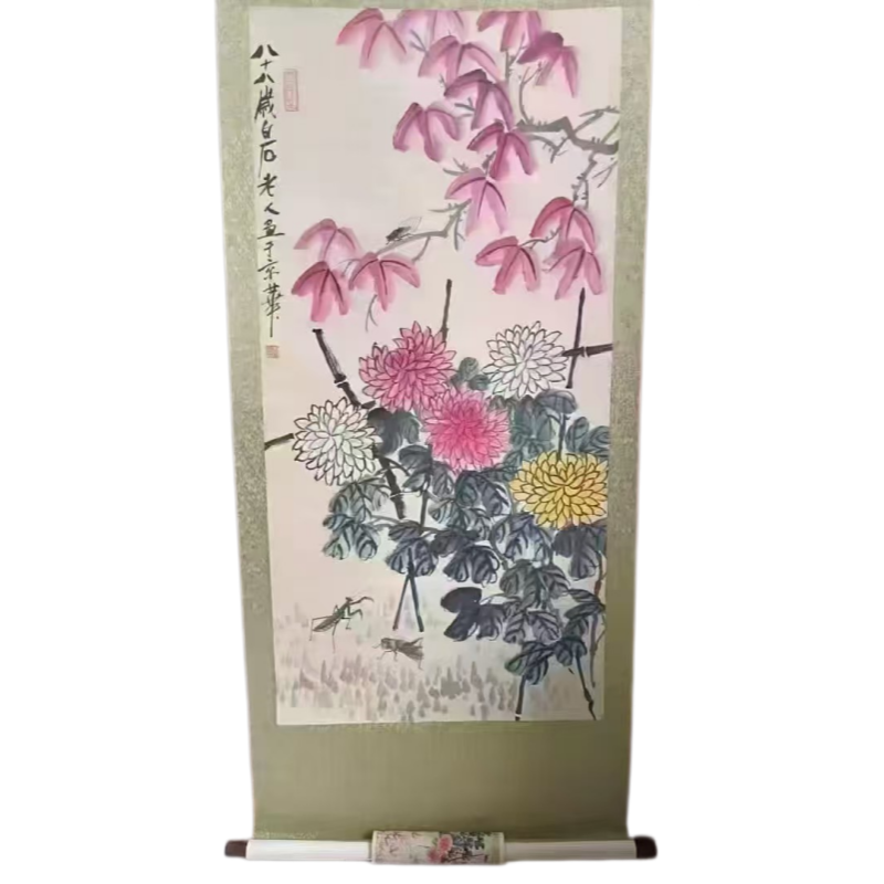 齐白石款菊花草虫图立轴AC1419