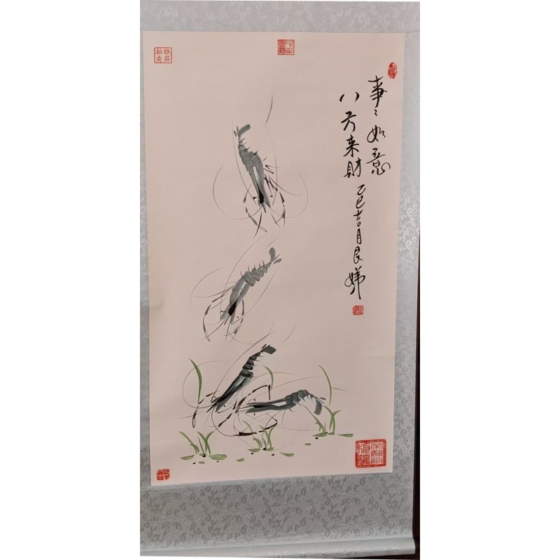 荷塘聚财墨虾图AC1522