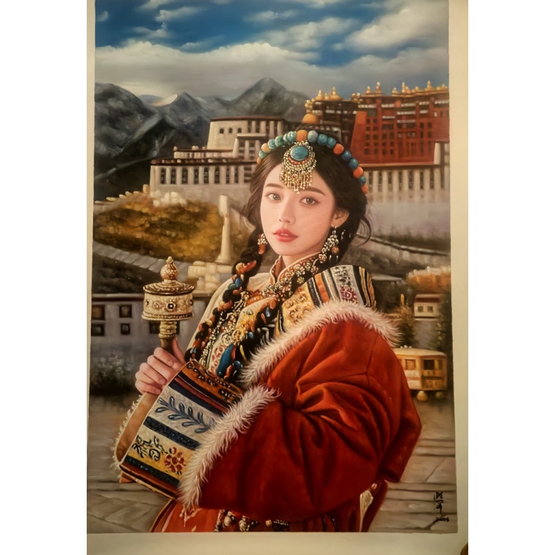 藏地少女油画AC0908