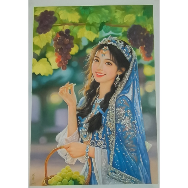 新疆葡萄少女油画AC7050