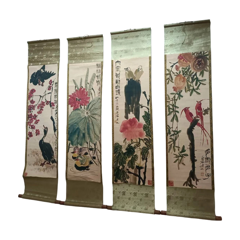 齐白石花鸟四条屏AB7014